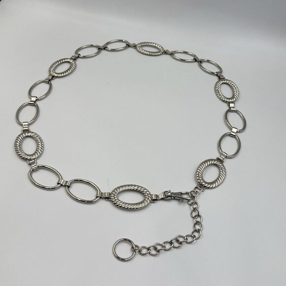 Womens Silver-Tone Oval Link Belt – Adjustable Chain Belt for Dresses & Jeans - Picture 6 of 16